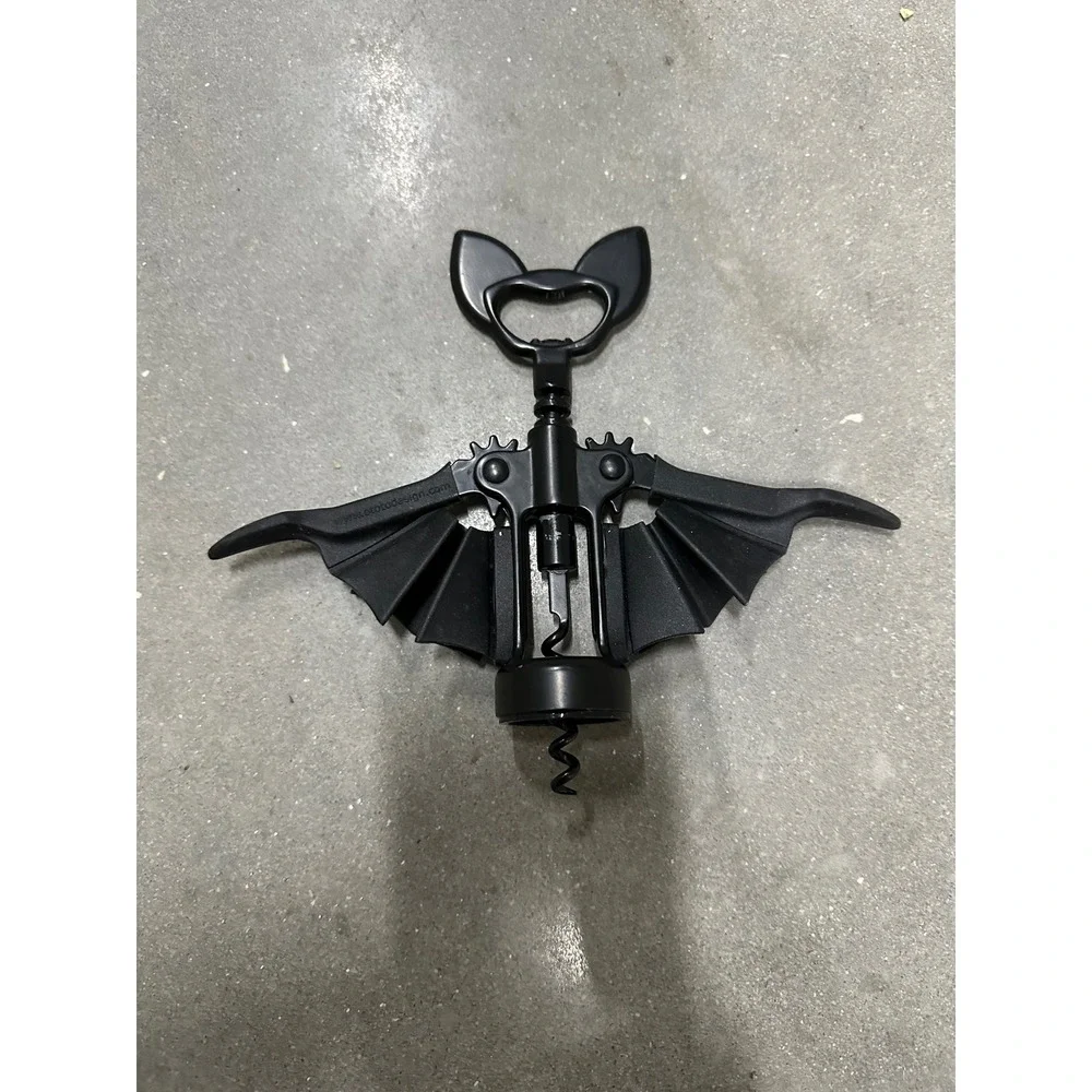 Ototo Vino Bat Wine Opener Corkscrew Matte Black Gothic Novelty Barware Tool